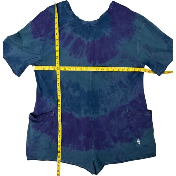 NWOT Free People Movement Custom Tie Dye Hot Shot Romper Small Blue Purple - Picture 7 of 10